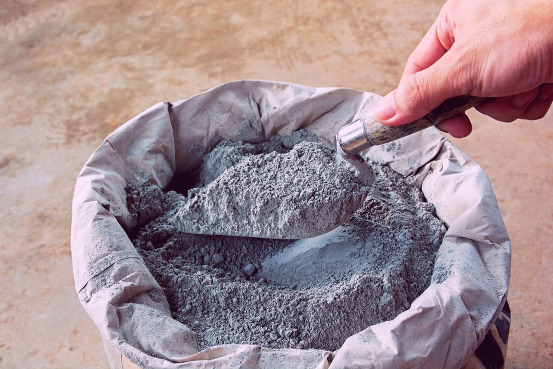 Cement powder with trowel put in bag package